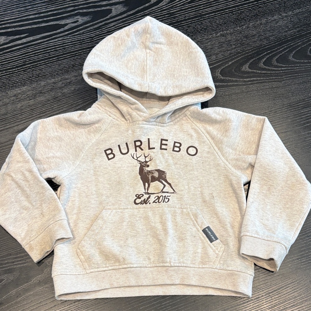 BURLEBO Kids Gray Hoodie with Deer Graphic